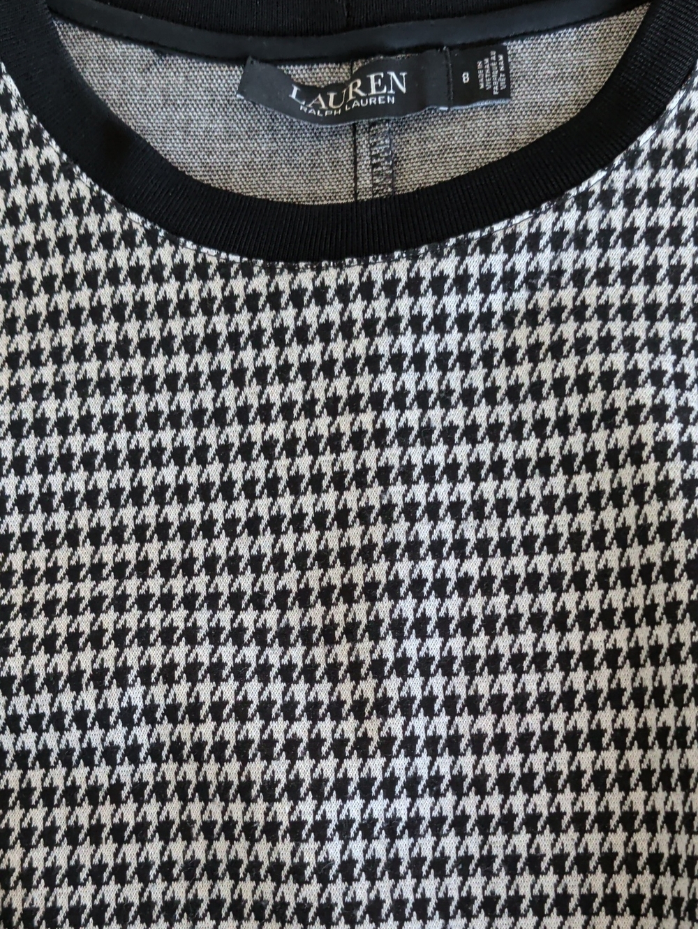 Lauren Ralph Lauren Black and White Houndstooth Crewneck Sweater